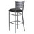 43.5" Silver Slat and Black Restaurant Bar Stool with Back