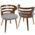 28" Brown Walnut and Gray Fabric Cosi Mid-Century Modern Dining Chair