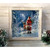 8" White and Blue Lighted Starry Night Santa Christmas Square Shadow Box Decoration