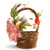 12" Easter Eggs Handcrafted Vine Basket with Artificial Flowers