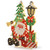 17.5" Red and Green Prelit Santa with Bell Outdoor Christmas Decor