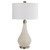 30.75” White and Brass Heavily Textured Table Lamp with Matching Lamp Shade