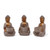 Set of 3 Gold and Gray Buddha  with Bowl Statuaries Candle Holder