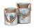 Set of 2 Silver Mercury Glass Candle Lanterns with Braided Rope Handles 11.5"