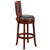 44'' Black and Brown Transitional Panel Back Bar Stool with Swivel Seat
