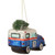 5" Blue and White "USPS. Mail" Service Truck with Tree Glass Christmas Ornament