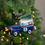 5" Blue and White "USPS. Mail" Service Truck with Tree Glass Christmas Ornament
