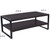47.25” Black Thompson Collection Charcoal Wood Grain Finish Coffee Table with Metal Frame