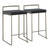 Set of 2 Industrial Counter Stools in Black Velvet and Antique Finish 31"