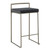 Set of 2 Industrial Counter Stools in Black Velvet and Antique Finish 31"