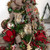 11" Red and Green Artificial Magnolia Christmas Pick