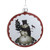 5" White and Burgundy Snowman with Cardinals Glittered Christmas Tree Ornament