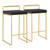 Set of 2 Contemporary Barstools in Brushed Gold and Black Velvet 31"