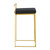 Set of 2 Contemporary Barstools in Brushed Gold and Black Velvet 31"