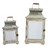 Set of 2 Silver and White Vintage Style Evelyn Lanterns with Handle 19.5"
