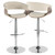 42"Beige and Silver Vintage Mod Mid-Century Modern Adjustable Bar stool with Swivel in Walnut and Cream Fabric by LumiSo