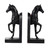 Set of 2 Lustrous Black Finish Horse Bookends 10.6"