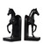 Set of 2 Lustrous Black Finish Horse Bookends 10.6"