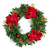 Green Pine and Poinsettias Artificial Christmas Wreath - 24-Inch, Unlit