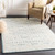9' x 12' Distressed Finish Navy Blue and Cream White Rectangular Area Throw Rug