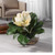 13" Artificial Silk Magnolia Arrangement in Glass Vase