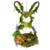 14.5" Brown and Green Artificial Floral Bunny Shaped Basket