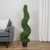 48" Two Tone Green Artificial Spiral Boxwood Topiary Potted Tree