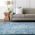 2' x 3' Traditional Style Teal Blue and Beige Rectangular Area Throw Rug
