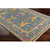 2' x 3' Southwestern Flower Blossom Blue and Olive Green Rectangular Hand Knotted New Zealand Wool Area Throw Rug