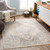5.25' x 7.25' Beige and Charcoal Distressed Rectangular Area Throw Rug