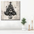 Beige and Black Floral Christmas Tree Wrapped Square Wall Art Decor 12" x 12"