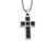 Chisel Stainless Steel Polished Black/blue Carbon Fiber Cross Necklace SRN202420Y