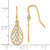 Finejewelers Small Teardrop with Lines Wire Earrings with White Bright Cut Accent in 14 kt Yellow Gold
