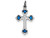 FJC Finejewelers Sterling Silver Blue Enameled Budded Cross Charm QC3341T