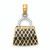 Finejewelers 14k Yellow Gold 3d Black Stripe Quilted Handbagmoveable Charm