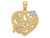 Finejewelers 14k Two-tone Gold #1 Grandma On Heart with Flowers Charm