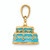 FJC Finejewelers 14k Yellow Gold 3d Aqua Blue Color Enameled Happy Birthday Cake Charm K4057A
