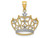 FJC Finejewelers 14k Yellow Gold White with Rhodium Bright Cut Filigree Crown Charm C4673A
