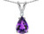Star K Pear Shape 8x6 mm Genuine Amethyst Rabbit Ear Pendant Necklace - 311433W