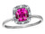 Star K 10 kt White Gold Classic Cushion-Cut Simulated Pink Tourmaline Designer Halo Ring