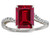 Star K Big Stone Octagon Emerald Cut 10x8 Created Ruby Bypass solitaire ring - 316540B6