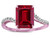 Star K Big Stone Octagon Emerald Cut 10x8 Created Ruby Bypass solitaire ring - 316540B6