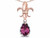Star K Pear Shape 8x6mm Genuine Rhodolite Fleur De Lis Pendant Necklace 10k Rose Gold 313045AP