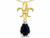 Star K Pear Shape 8x6mm Genuine Black Sapphire Fleur De Lis Pendant Necklace 18k Yellow Gold 313079D
