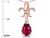 Star K Pear Shape 8x6mm Created Ruby Fleur De Lis Pendant Necklace 18k Rose Gold 313065AX