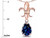 Star K Pear Shape 8x6mm Created Sapphire Fleur De Lis Pendant Necklace 18k Rose Gold 313064AX