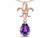 Star K Pear Shape 8x6mm Genuine Amethyst Fleur De Lis Pendant Necklace 18k Rose Gold 313054AX
