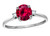 Star K 7mm Round Created Ruby Classic 3 stone Engagement Ring - 305255B7