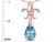 Star K Pear Shape 8x6mm Simulated Aquamarine Fleur De Lis Pendant Necklace 14k Rose Gold 312995P