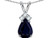 Star K Classic Pear Shape 8x6mm Genuine Dark Sapphire Rabbit Ear Pendant Necklace - 312289W